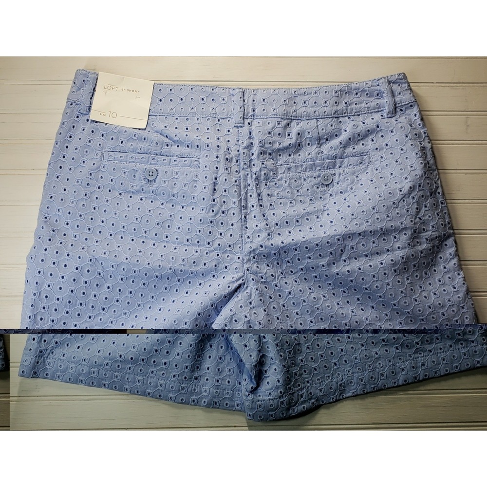 Ann Taylor Women's Loft Size 10 Baby Blue Eyelet Riviera Shorts New With Tags - Picture 6 of 6